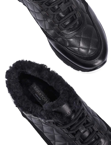 Мужские кроссовки кожаные черные - фото 2 - Miraton