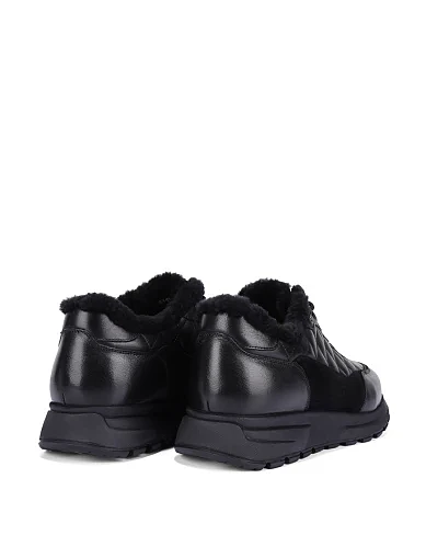 Мужские кроссовки кожаные черные - фото 4 - Miraton