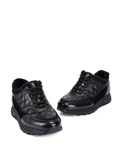 Мужские кроссовки кожаные черные - фото 5 - Miraton