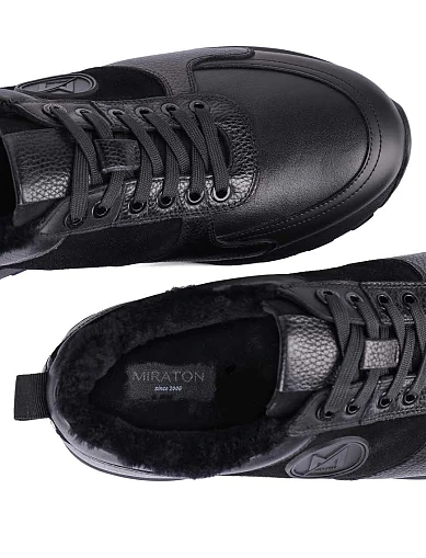 Чоловічі кросівки шкіряні чорні (0587A-23-G11/S42/JK1/D01M) - фото 5 - Miraton