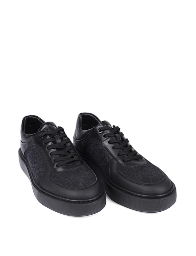 Мужские кеды MIRATON кожаные черные - фото 3 - Miraton