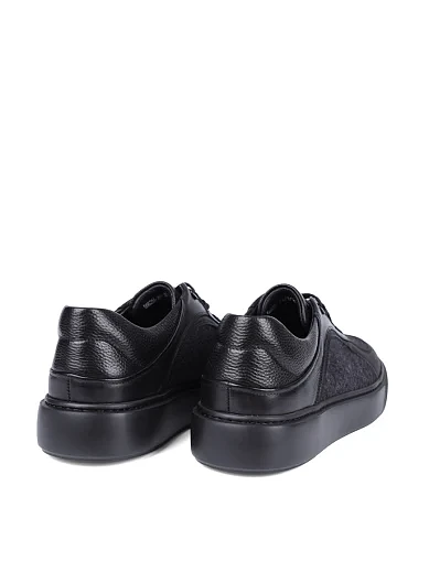 Мужские кеды MIRATON кожаные черные - фото 4 - Miraton