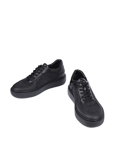 Мужские кеды MIRATON кожаные черные - фото 5 - Miraton