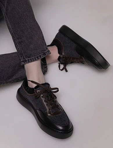 Чоловічі кеди шкіряні чорні (06623A-212-U58/D01/G14/M227M) - фото 2 - Miraton