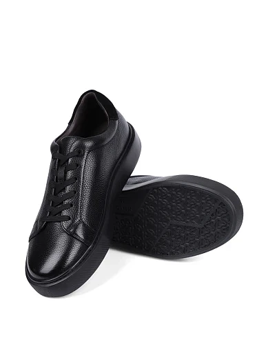 Мужские кеды MIRATON кожаные черные - фото 2 - Miraton