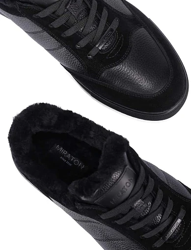 Чоловічі кеди шкіряні чорні (8702A-610-X12/G11/S42M) - фото 2 - Miraton