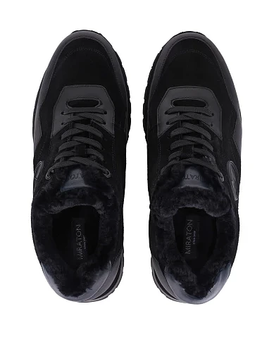 Мужские кроссовки кожаные черные - фото 2 - Miraton