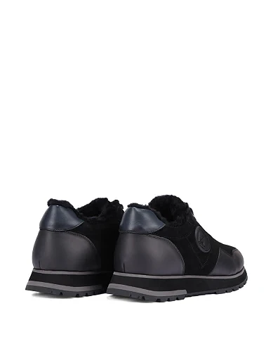 Мужские кроссовки кожаные черные - фото 4 - Miraton