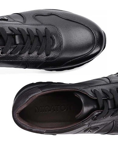 Мужские кроссовки MIRATON кожаные черные - фото 5 - Miraton