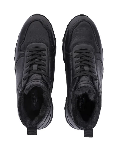 Мужские кроссовки кожаные черные - фото 2 - Miraton