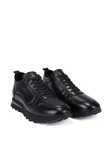 Мужские кроссовки кожаные черные - фото 3 - Miraton