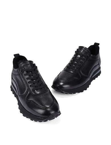 Мужские кроссовки кожаные черные - фото 5 - Miraton