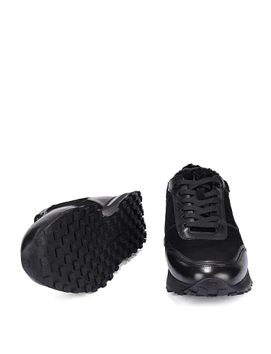 Мужские кроссовки кожаные черные - фото 2 - Miraton