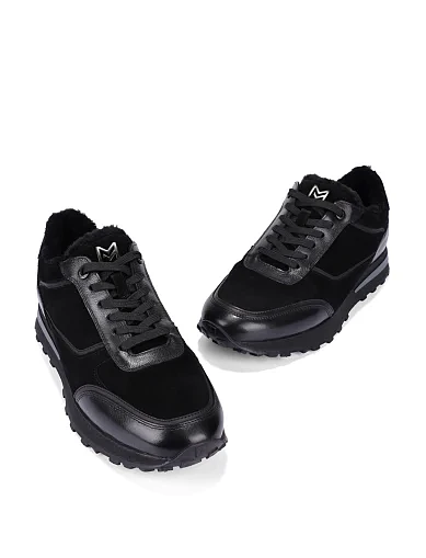 Мужские кроссовки кожаные черные - фото 5 - Miraton