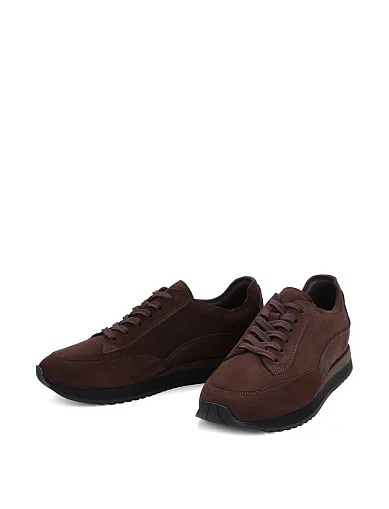 Мужские кроссовки MIRATON из нубука коричневые - фото 2 - Miraton