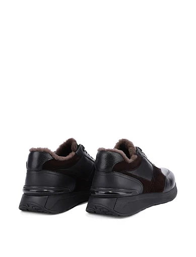 Мужские кроссовки кожаные черно-коричневые - фото 4 - Miraton