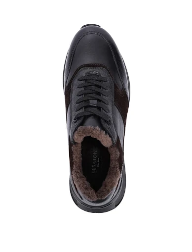 Мужские кроссовки кожаные черно-коричневые - фото 5 - Miraton