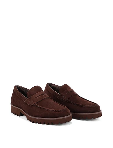 Мужские туфли лоферы замшевые коричневые - фото 4 - Miraton