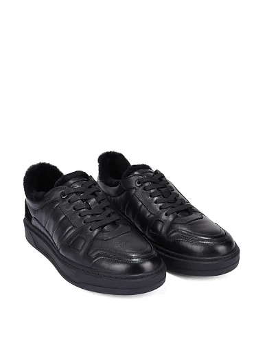 Мужские кеды кожаные черные - фото 3 - Miraton