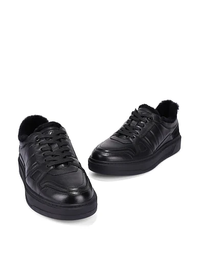 Мужские кеды кожаные черные - фото 5 - Miraton