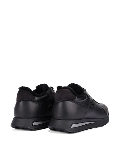 Мужские кроссовки кожаные черные - фото 4 - Miraton