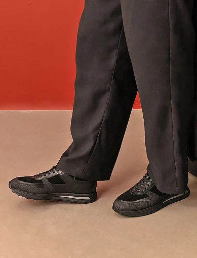 Мужские кроссовки MIRATON кожаные черные - фото 2 - Miraton