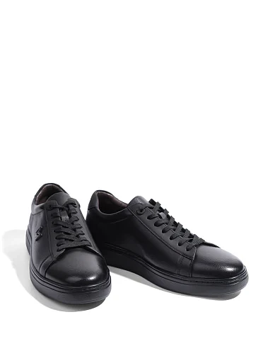 Мужские кеды MIRATON кожаные черные - фото 4 - Miraton