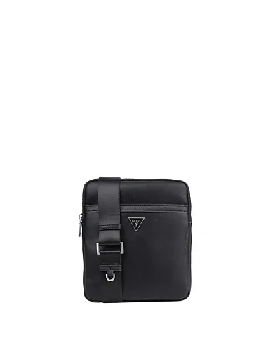 Мужская сумка мессенджер Guess из экокожи черная - фото 1 - Miraton