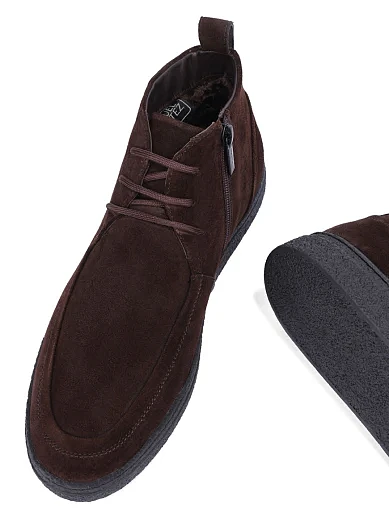 Мужские ботинки замшевые коричневые - фото 2 - Miraton