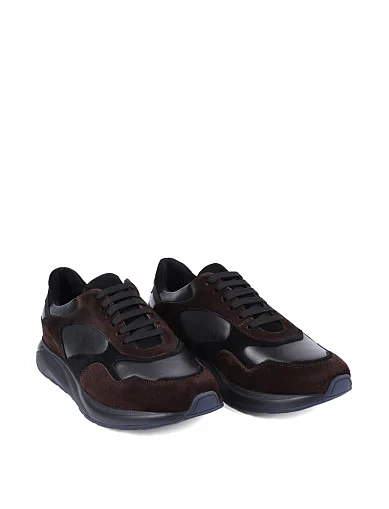 Чоловічі кросівки MIRATON шкіряні чорно-коричневі (2536D-73-662D) - фото 3 - Miraton