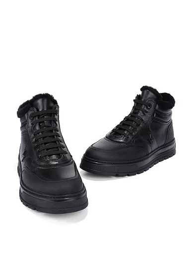 Мужские ботинки кожаные черные - фото 2 - Miraton