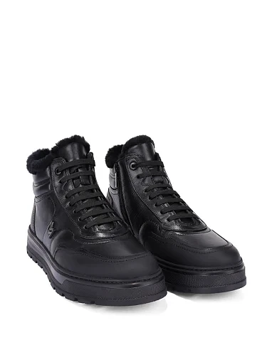 Мужские ботинки кожаные черные - фото 3 - Miraton