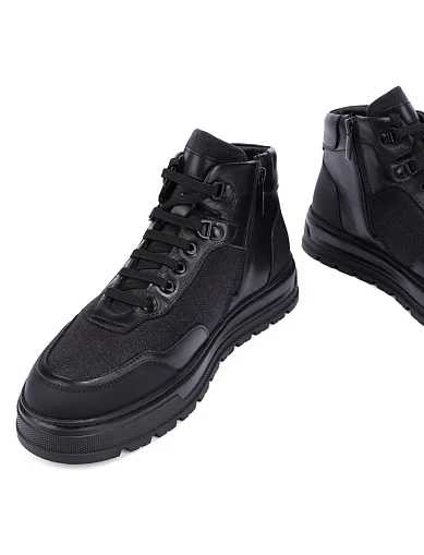 Мужские ботинки кожаные черные - фото 2 - Miraton