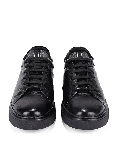 Мужские кеды кожаные черные - фото 2 - Miraton