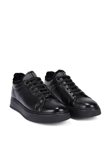 Мужские кеды кожаные черные - фото 3 - Miraton