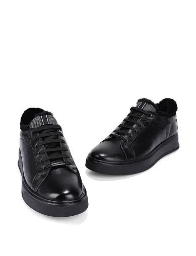 Мужские кеды кожаные черные - фото 5 - Miraton