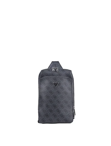 Мужская сумка слинг Guess из экокожи черная - фото 1 - Miraton