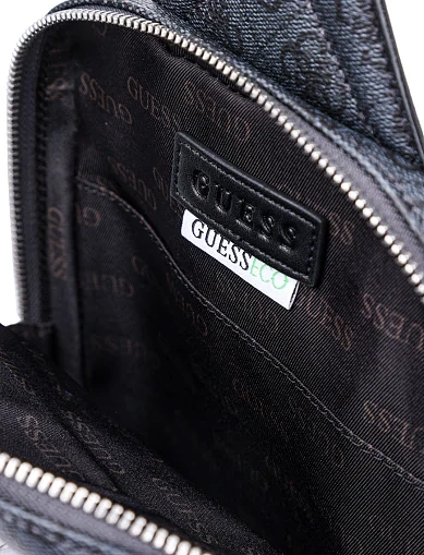 Мужская сумка слинг Guess из экокожи черная - фото 6 - Miraton