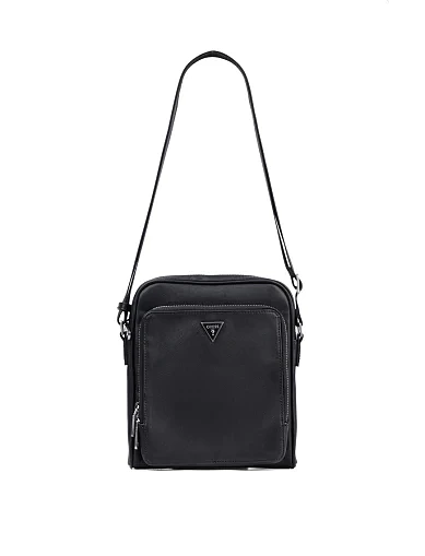 Мужская сумка кросс-боди Guess из экокожи черная - фото 4 - Miraton