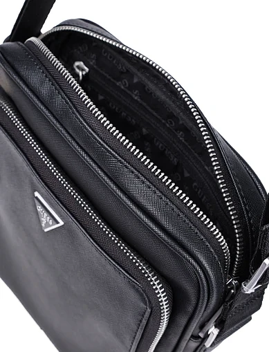 Мужская сумка кросс-боди Guess из экокожи черная - фото 6 - Miraton