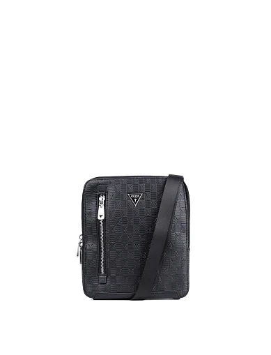 Мужская сумка мессенджер Guess из экокожи черная - фото 1 - Miraton