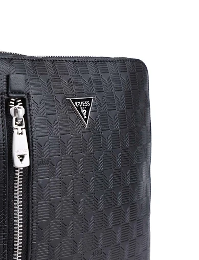 Мужская сумка мессенджер Guess из экокожи черная - фото 4 - Miraton