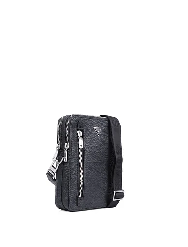 Мужская сумка мессенджер Guess из экокожи черная - фото 2 - Miraton