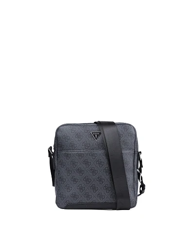 Мужская сумка мессенджер Guess из экокожи черная - фото 1 - Miraton