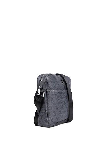 Мужская сумка мессенджер Guess из экокожи черная - фото 2 - Miraton