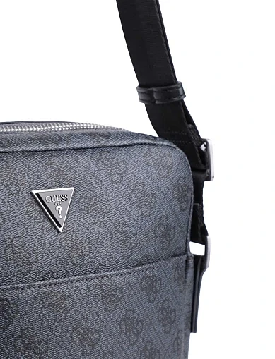 Мужская сумка мессенджер Guess из экокожи черная - фото 4 - Miraton