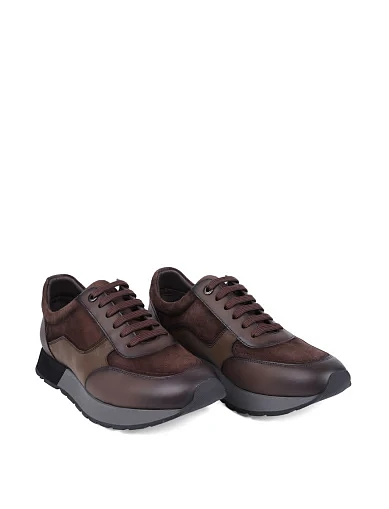 Мужские кроссовки MIRATON кожаные коричневые - фото 3 - Miraton