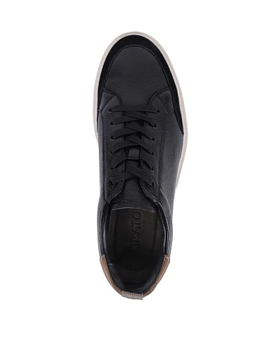 Мужские кеды MIRATON кожаные черные - фото 2 - Miraton