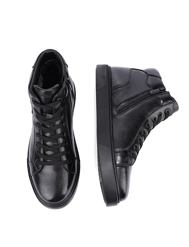 Мужские ботинки кожаные черные - фото 2 - Miraton