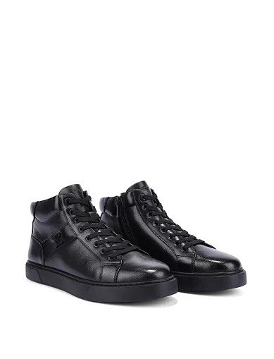 Мужские ботинки кожаные черные - фото 3 - Miraton